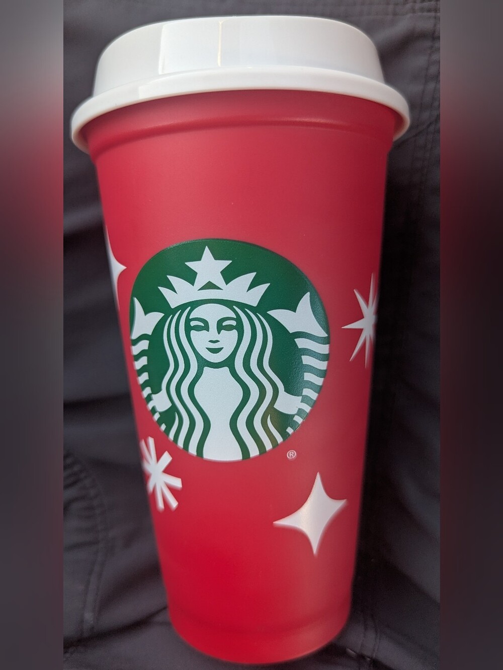 Starbucks Red Holiday Tumbler with White Lid and Green Logo